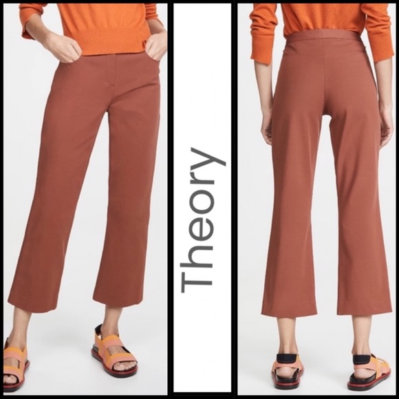 NWT Theory Double Stretch Crop Pant in Cognac - Picture 5 of 8